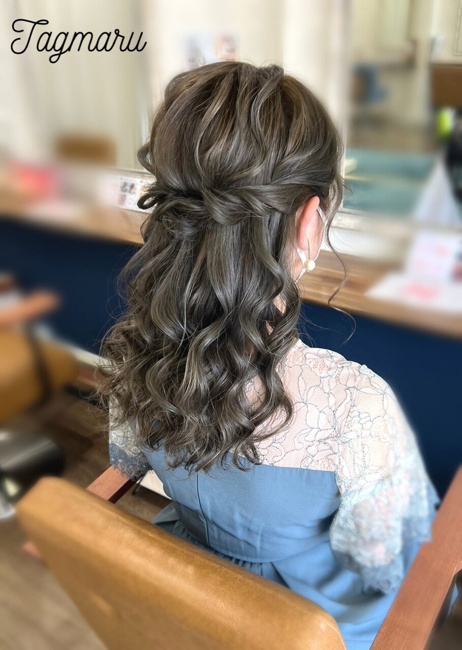 結婚式に☆ウエーブのハーフアップ☆