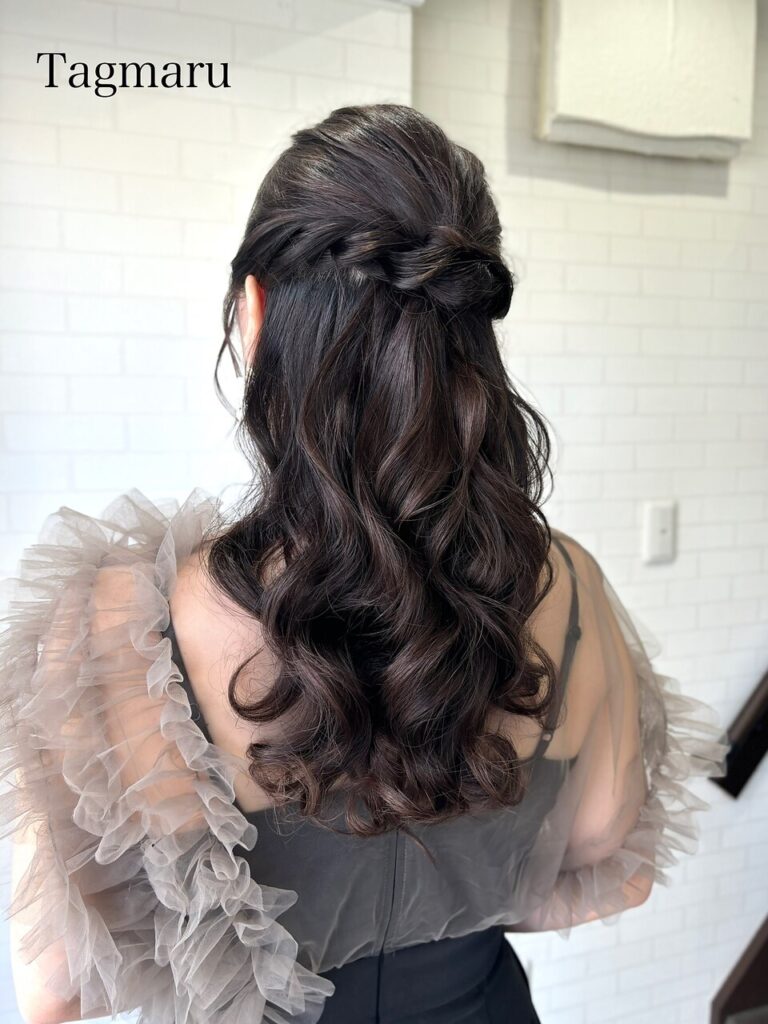 結婚式ヘアセット☆エレガントカールの上品なハーフアップ☆