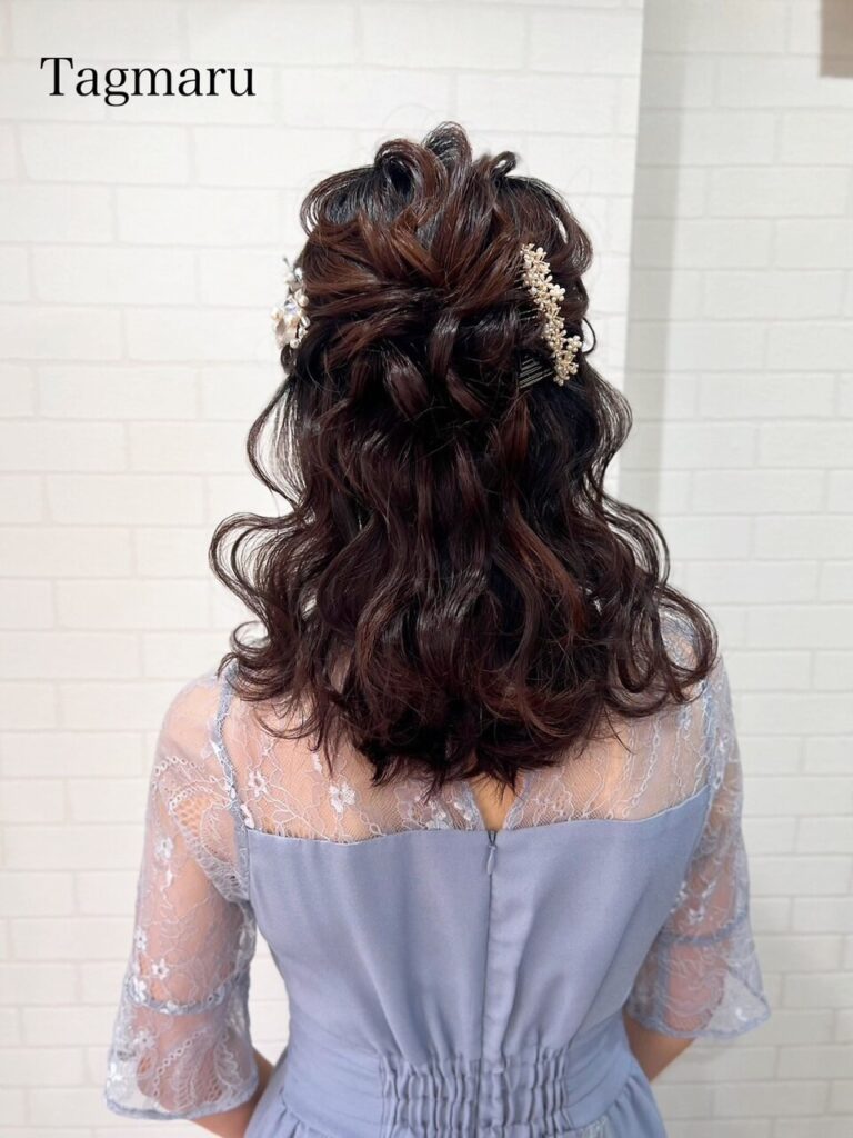 結婚式ヘアセット☆ウェーブのハーフアップ☆