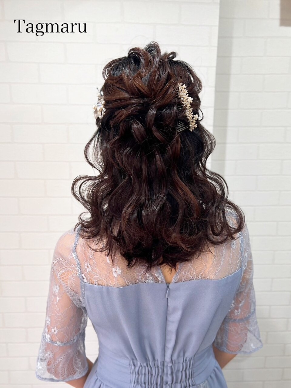 結婚式ヘアセット☆ウェーブのハーフアップ☆