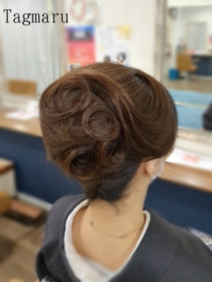和装ヘアセット☆夜会巻きベースアレンジ☆