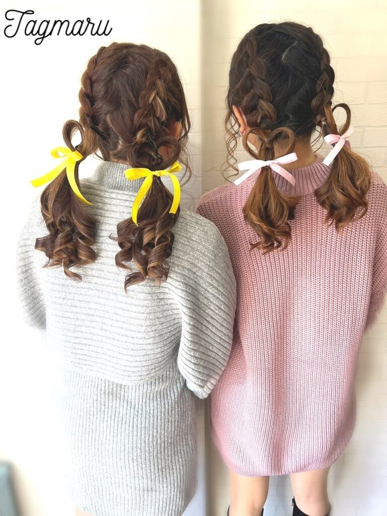 双子ヘア☆ハートの編み込みツイン☆ハート追加料金有