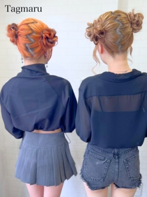 お揃い推し活ヘアメ☆ツインのお団子ヘア