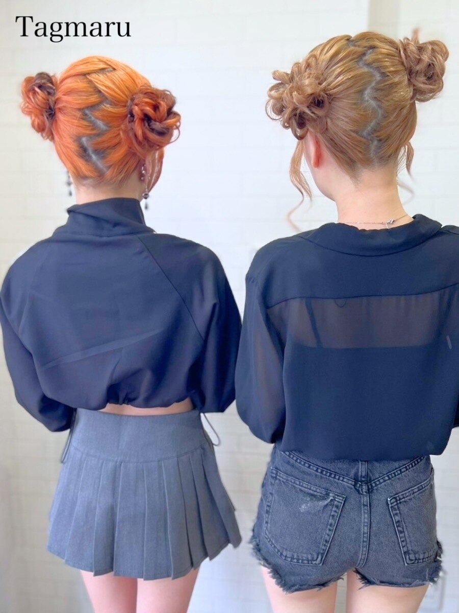 お揃い推し活ヘアメ☆ツインのお団子ヘア