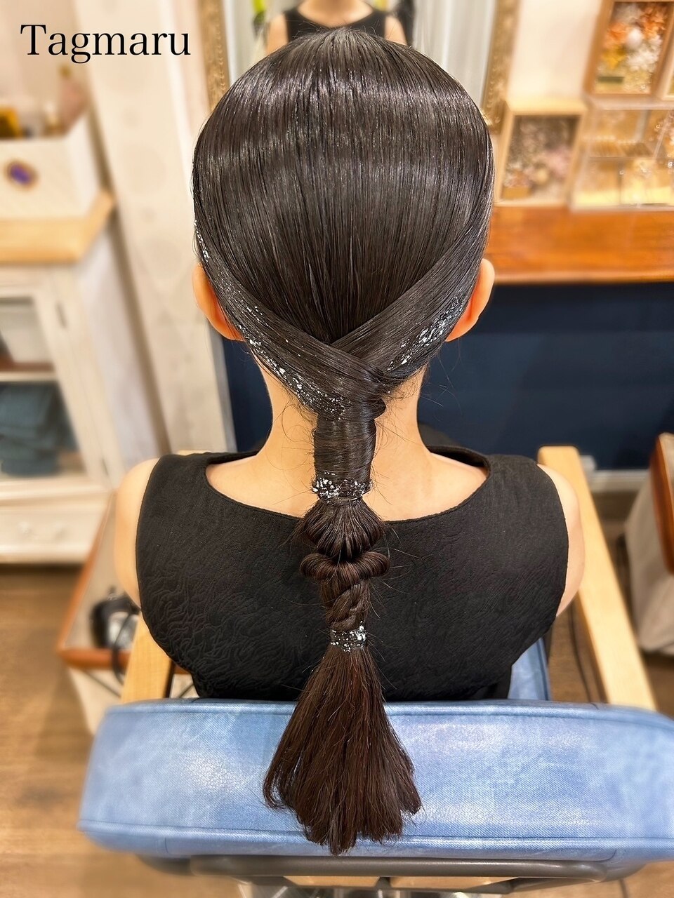 結婚式ヘアセット☆タイトポニー銀箔アレンジ